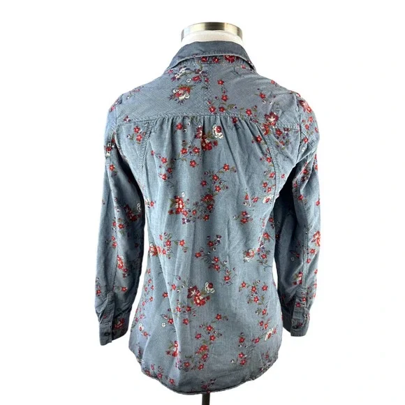 Anthropologie Building 18 Corduroy Floral Button Down Shirt Women's Size 6 Top - Picture 6 of 10